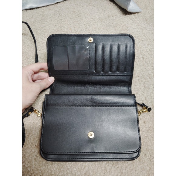 Buxton Women's Crossbody Genuine Leather Shoulder Wallet Small Purse Black - Picture 3 of 5